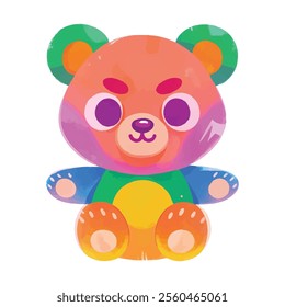 illustration of a cheerful, vibrant-colored bear, perfect for a children's theme