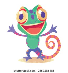 illustration of a cheerful, vibrant-colored Chameleon, perfect for a children's theme