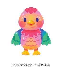 illustration of a cheerful, vibrant-colored chicken, perfect for a children's theme