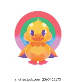 illustration of a cheerful, vibrant-colored chicken, perfect for a children or kid theme