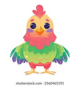 illustration of a cheerful, vibrant-colored chicken, perfect for a children's theme