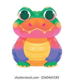 illustration of a cheerful, vibrant-colored Crocodile, perfect for a children's theme