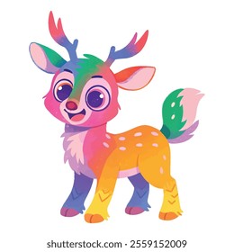 illustration of a cheerful, vibrant-colored deer, perfect for a children's theme