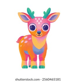 illustration of a cheerful, vibrant-colored deer, perfect for a children's theme