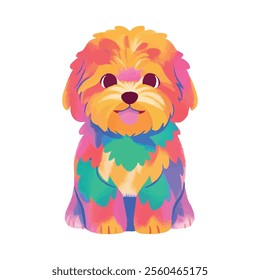 illustration of a cheerful, vibrant-colored dog, perfect for a children or kid theme