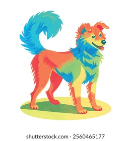 illustration of a cheerful, vibrant-colored dog, perfect for a children or kid theme