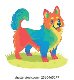 illustration of a cheerful, vibrant-colored dog, perfect for a children or kid theme