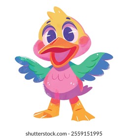 illustration of a cheerful, vibrant-colored duck, perfect for a children's theme