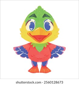 illustration of a cheerful, vibrant-colored duck, perfect for a children or kid theme