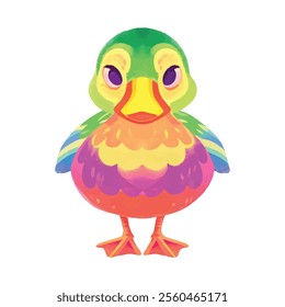 illustration of a cheerful, vibrant-colored duck, perfect for a children or kid theme