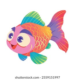 illustration of a cheerful, vibrant-colored fish, perfect for a children's theme