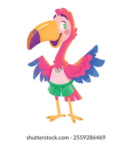 illustration of a cheerful, vibrant-colored Flamingo, perfect for a children's theme