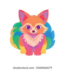 illustration of a cheerful, vibrant-colored fox, perfect for a children's theme