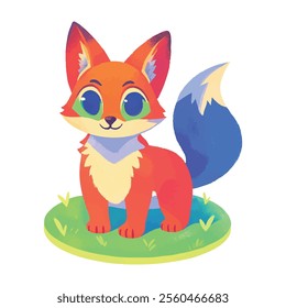 illustration of a cheerful, vibrant-colored fox, perfect for a children's theme