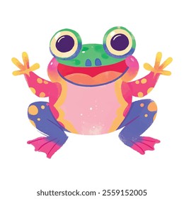 illustration of a cheerful, vibrant-colored frog, perfect for a children's theme