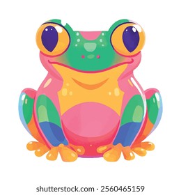 illustration of a cheerful, vibrant-colored frog, perfect for a children's theme