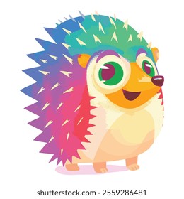 illustration of a cheerful, vibrant-colored Hedgehog, perfect for a children's theme