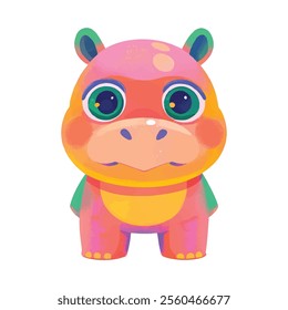 illustration of a cheerful, vibrant-colored hippo, perfect for a children's theme