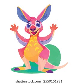 illustration of a cheerful, vibrant-colored Kangaroo, perfect for a children's theme