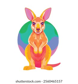  illustration of a cheerful, vibrant-colored Kangaroo, perfect for a children's theme