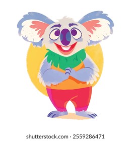 illustration of a cheerful, vibrant-colored Koala, perfect for a children's theme