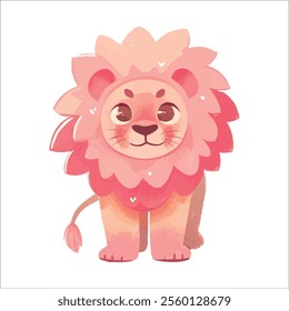 illustration of a cheerful, vibrant-colored lion, perfect for a children or kid theme