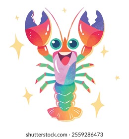 illustration of a cheerful, vibrant-colored Lobster, perfect for a children's theme