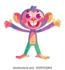 illustration of a cheerful, vibrant-colored monkey, perfect for a children's theme