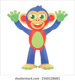 illustration of a cheerful, vibrant-colored monkey, perfect for a children or kid theme