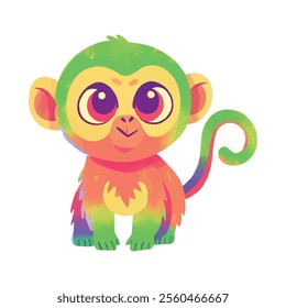 illustration of a cheerful, vibrant-colored monkey, perfect for a children or kid theme