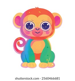 illustration of a cheerful, vibrant-colored monkey, perfect for a children or kid theme