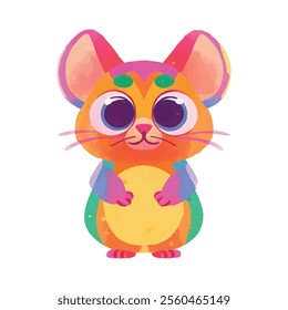 illustration of a cheerful, vibrant-colored mouse, perfect for a children's theme