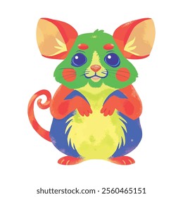 illustration of a cheerful, vibrant-colored mouse, perfect for a children's theme