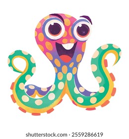 illustration of a cheerful, vibrant-colored Octopus, perfect for a children's theme