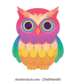 illustration of a cheerful, vibrant-colored owl, perfect for a children's theme