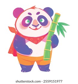 illustration of a cheerful, vibrant-colored panda, perfect for a children's theme