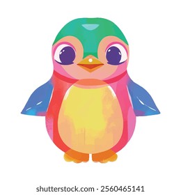 illustration of a cheerful, vibrant-colored penguin, perfect for a children or kid theme