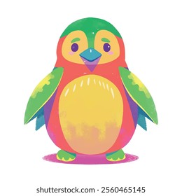 illustration of a cheerful, vibrant-colored penguin, perfect for a children or kid theme