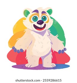 illustration of a cheerful, vibrant-colored polar bear, perfect for a children's theme