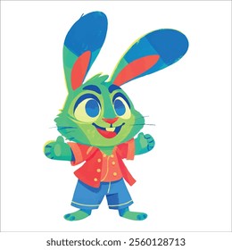 illustration of a cheerful, vibrant-colored rabbit, perfect for a children or kid theme