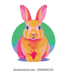 illustration of a cheerful, vibrant-colored rabbit, perfect for a children or kid theme