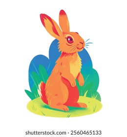 illustration of a cheerful, vibrant-colored rabbit, perfect for a children or kid theme