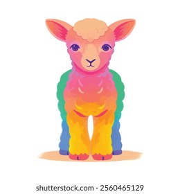 illustration of a cheerful, vibrant-colored sheep, perfect for a children's theme