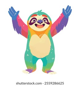 illustration of a cheerful, vibrant-colored Sloth, perfect for a children's theme