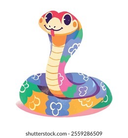 illustration of a cheerful, vibrant-colored snake, perfect for a children's theme