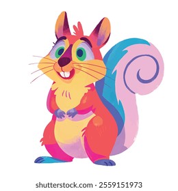 illustration of a cheerful, vibrant-colored Squirrel, perfect for a children's theme