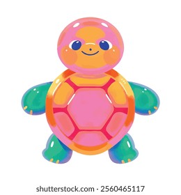 illustration of a cheerful, vibrant-colored turtle, perfect for a children's theme