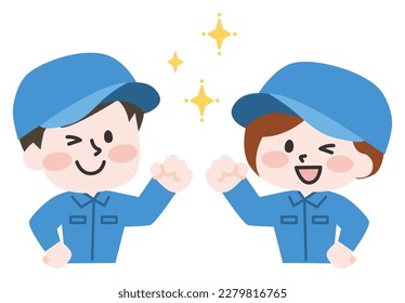 Illustration of a cheerful worker winking