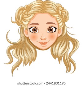Illustration of a cheerful young blonde girl