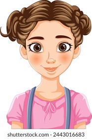 Illustration of a cheerful young girl smiling